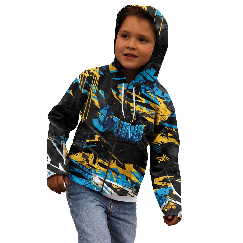 Personalized Gold Coast Titans Kid Hoodie Graffiti Grunge Abstract Urban Street Style Design