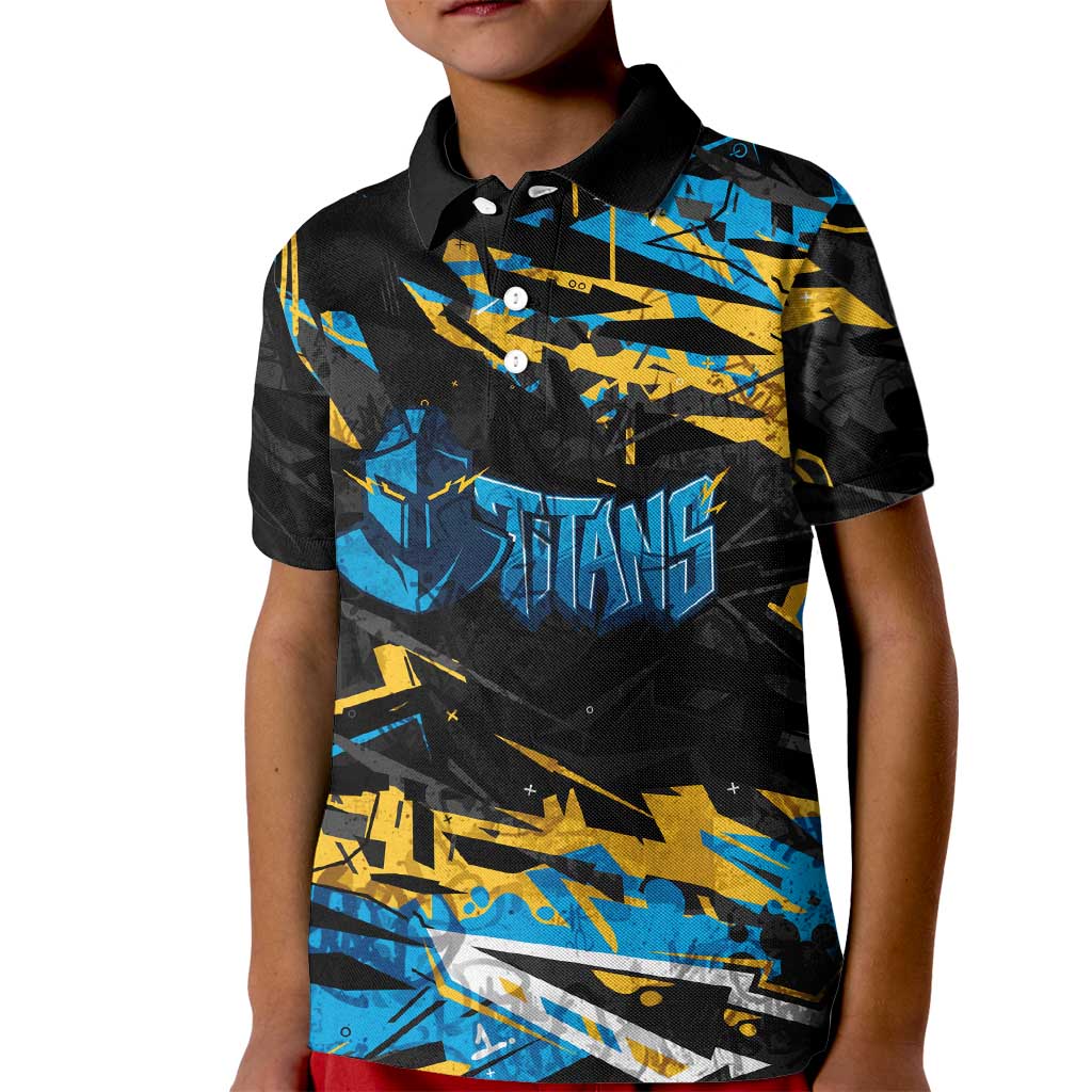 Personalized Gold Coast Titans Kid Polo Shirt Graffiti Grunge Abstract Urban Street Style Design