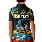 Personalized Gold Coast Titans Kid Polo Shirt Graffiti Grunge Abstract Urban Street Style Design
