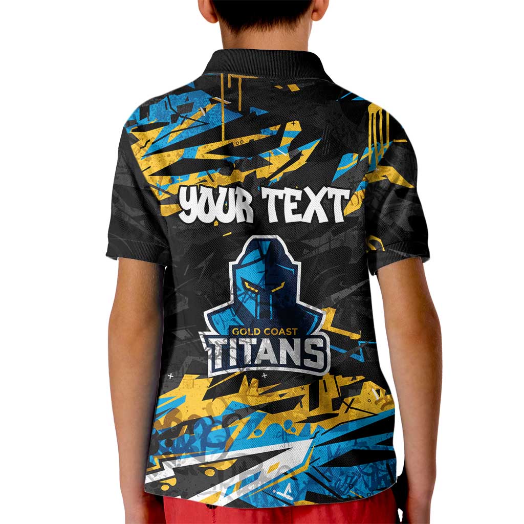 Personalized Gold Coast Titans Kid Polo Shirt Graffiti Grunge Abstract Urban Street Style Design