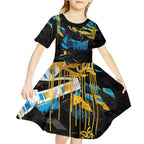 Personalized Gold Coast Titans Kid Short Sleeve Dress Graffiti Grunge Abstract Urban Street Style Design