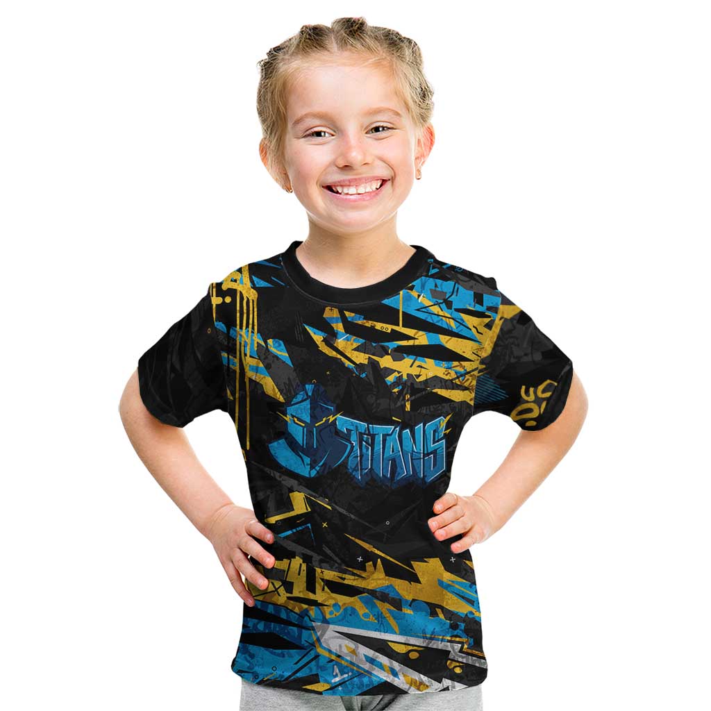 Personalized Gold Coast Titans Kid T Shirt Graffiti Grunge Abstract Urban Street Style Design