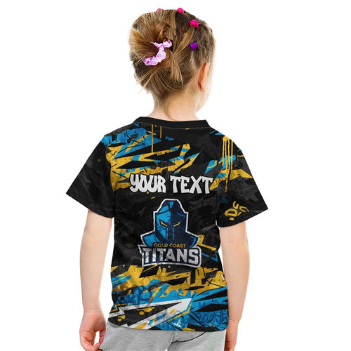 Personalized Gold Coast Titans Kid T Shirt Graffiti Grunge Abstract Urban Street Style Design