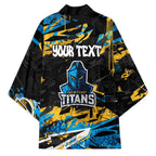 Personalized Gold Coast Titans Kimono Graffiti Grunge Abstract Urban Street Style Design