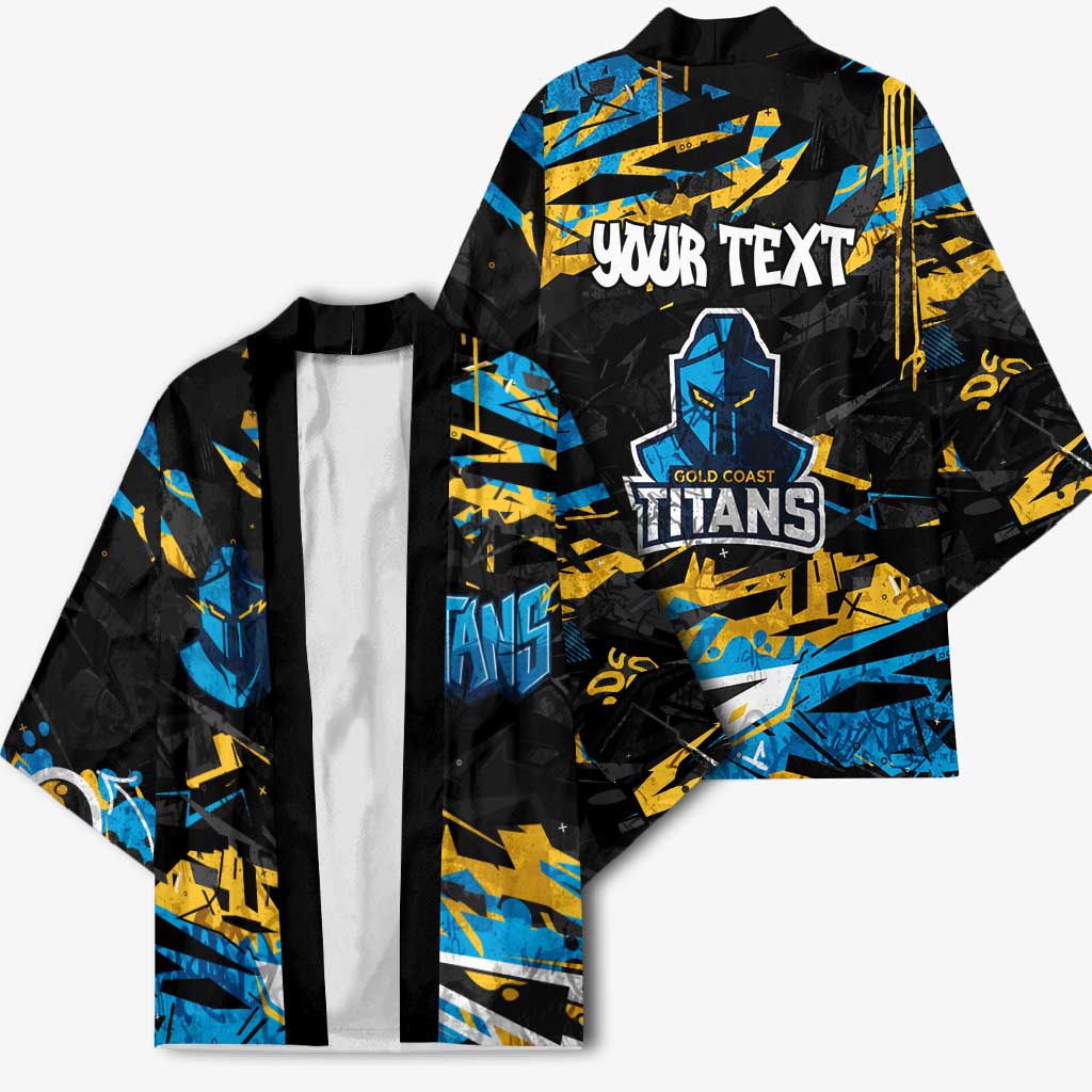 Personalized Gold Coast Titans Kimono Graffiti Grunge Abstract Urban Street Style Design