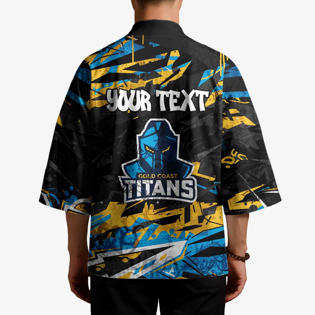 Personalized Gold Coast Titans Kimono Graffiti Grunge Abstract Urban Street Style Design