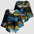 Personalized Gold Coast Titans Kimono Sleeve Blouse Graffiti Grunge Abstract Urban Street Style Design