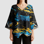 Personalized Gold Coast Titans Kimono Sleeve Blouse Graffiti Grunge Abstract Urban Street Style Design