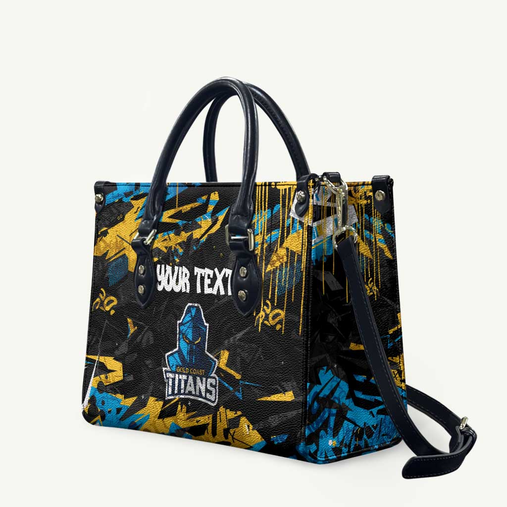 Personalized Gold Coast Titans Leather Bag Graffiti Grunge Abstract Urban Street Style Design