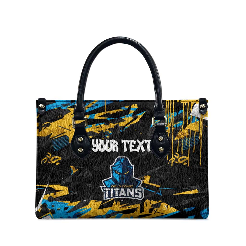 Personalized Gold Coast Titans Leather Bag Graffiti Grunge Abstract Urban Street Style Design