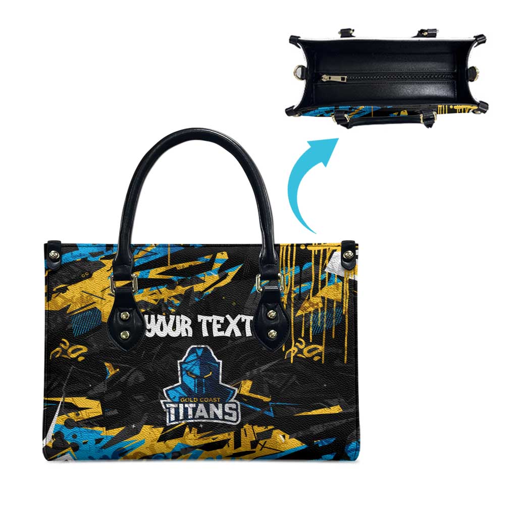 Personalized Gold Coast Titans Leather Bag Graffiti Grunge Abstract Urban Street Style Design