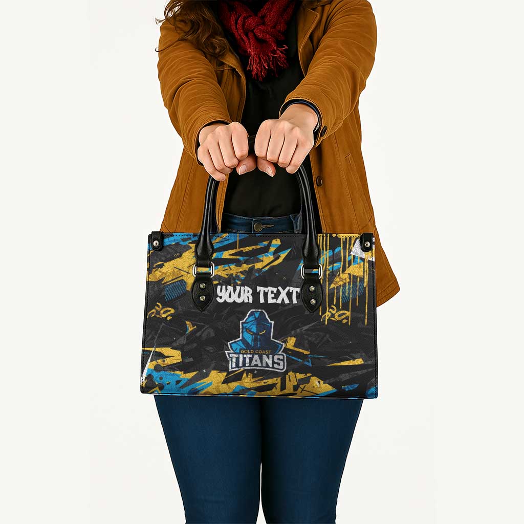 Personalized Gold Coast Titans Leather Bag Graffiti Grunge Abstract Urban Street Style Design