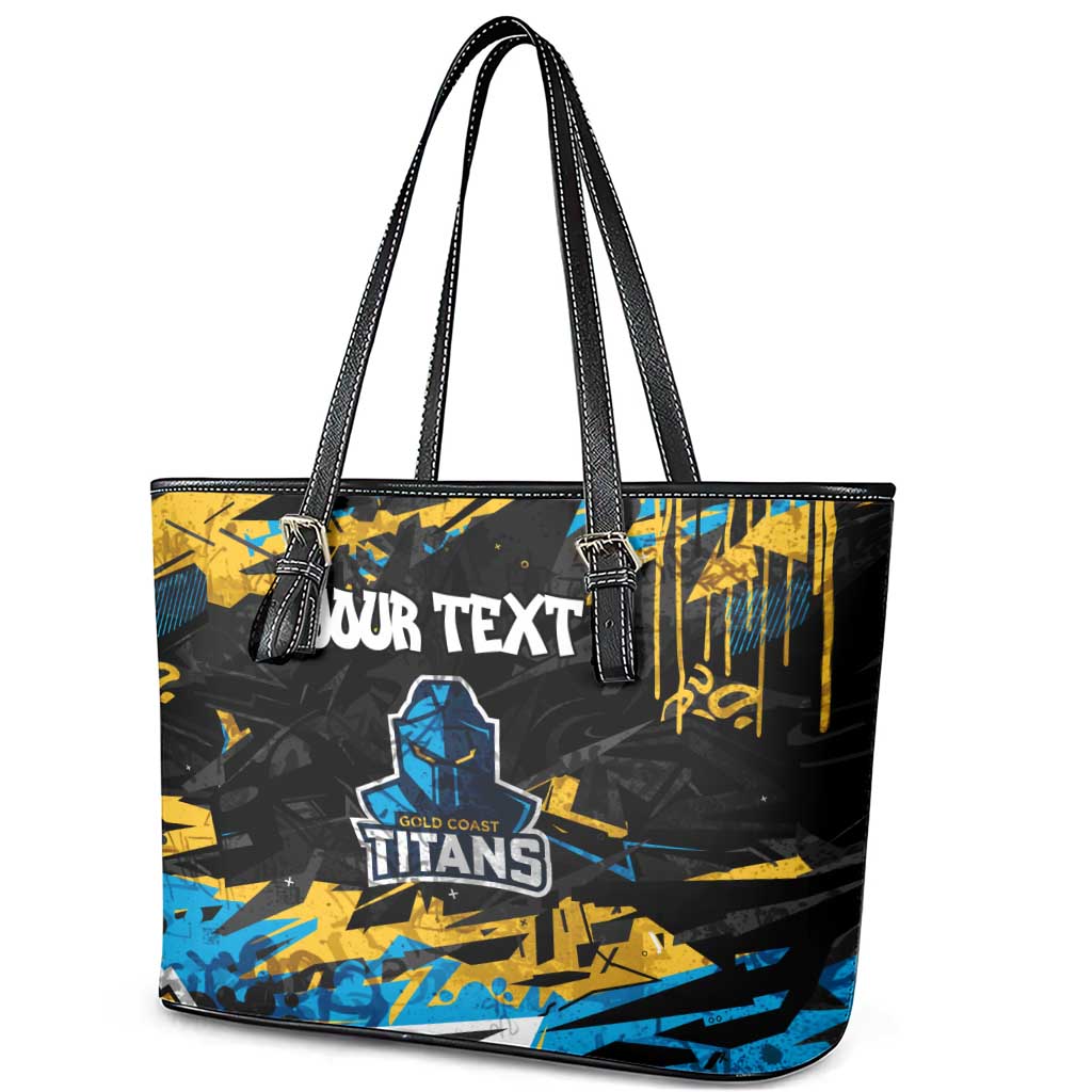 Personalized Gold Coast Titans Leather Tote Bag Graffiti Grunge Abstract Urban Street Style Design