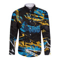 Personalized Gold Coast Titans Long Sleeve Button Shirt Graffiti Grunge Abstract Urban Street Style Design