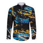 Personalized Gold Coast Titans Long Sleeve Button Shirt Graffiti Grunge Abstract Urban Street Style Design