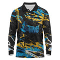Personalized Gold Coast Titans Long Sleeve Polo Shirt Graffiti Grunge Abstract Urban Street Style Design