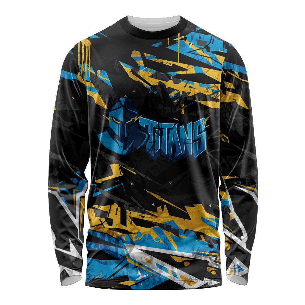 Personalized Gold Coast Titans Long Sleeve Shirt Graffiti Grunge Abstract Urban Street Style Design