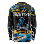 Personalized Gold Coast Titans Long Sleeve Shirt Graffiti Grunge Abstract Urban Street Style Design