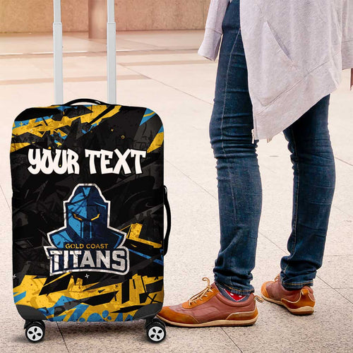 Personalized Gold Coast Titans Luggage Cover Graffiti Grunge Abstract Urban Street Style Design