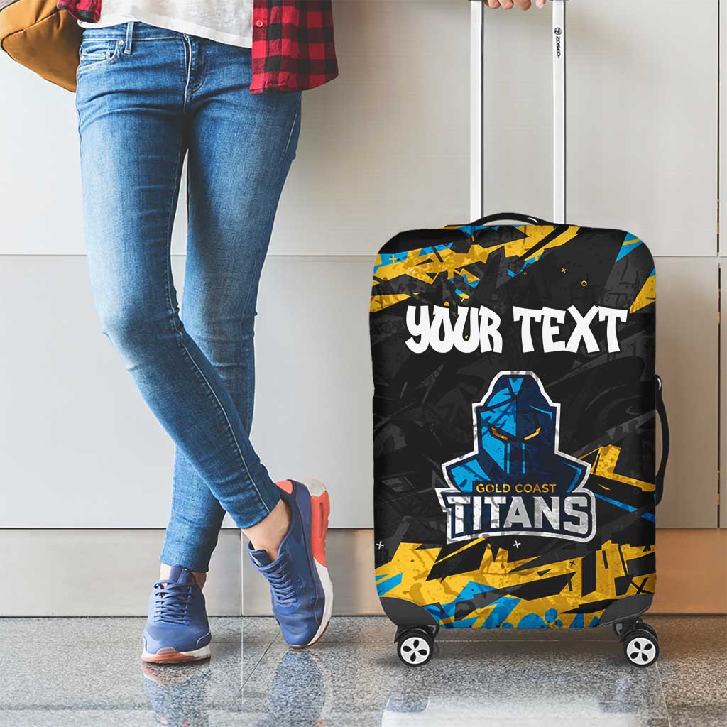 Personalized Gold Coast Titans Luggage Cover Graffiti Grunge Abstract Urban Street Style Design