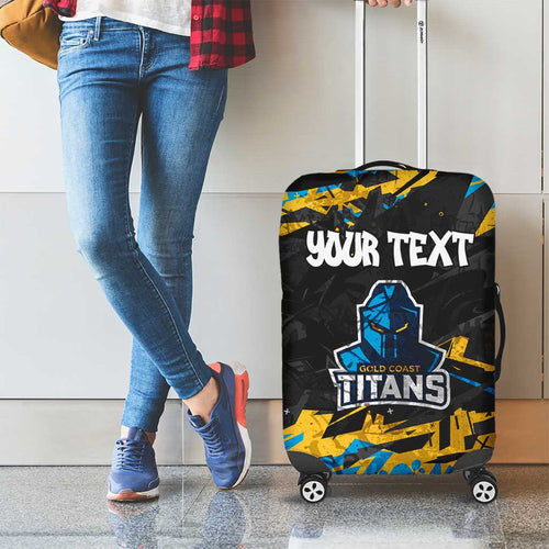 Personalized Gold Coast Titans Luggage Cover Graffiti Grunge Abstract Urban Street Style Design
