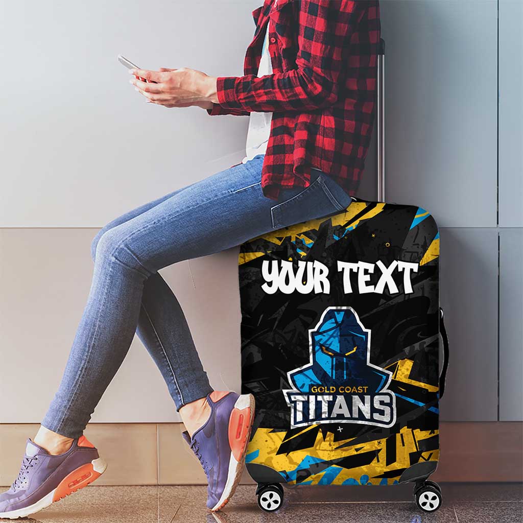 Personalized Gold Coast Titans Luggage Cover Graffiti Grunge Abstract Urban Street Style Design