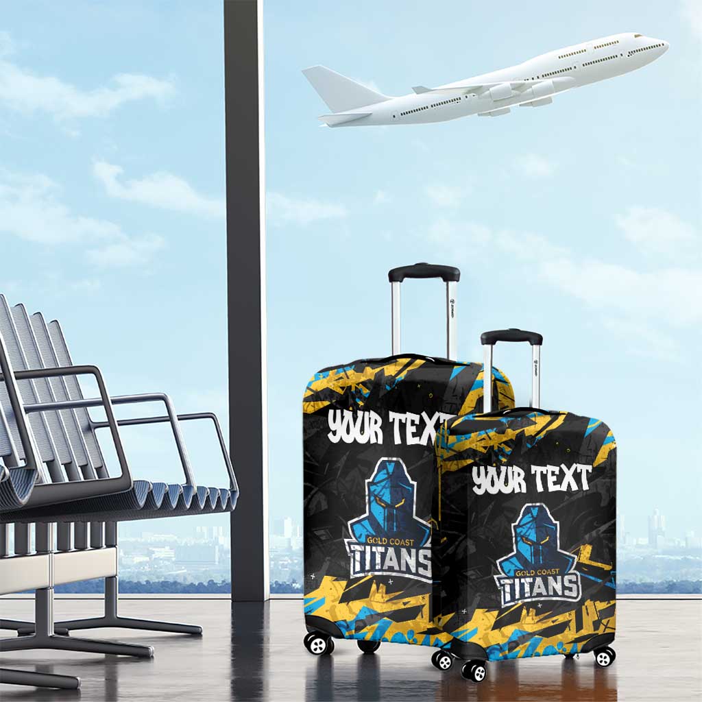 Personalized Gold Coast Titans Luggage Cover Graffiti Grunge Abstract Urban Street Style Design