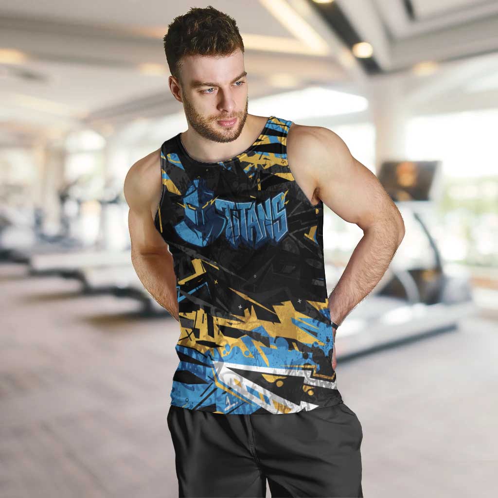 Personalized Gold Coast Titans Men Tank Top Graffiti Grunge Abstract Urban Street Style Design