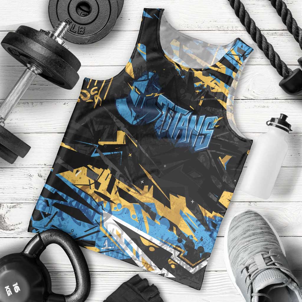 Personalized Gold Coast Titans Men Tank Top Graffiti Grunge Abstract Urban Street Style Design