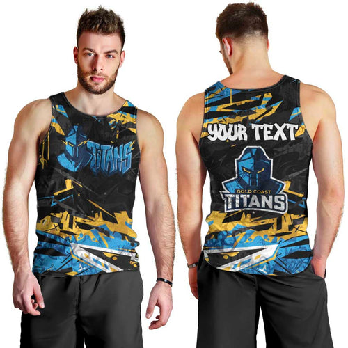 Personalized Gold Coast Titans Men Tank Top Graffiti Grunge Abstract Urban Street Style Design