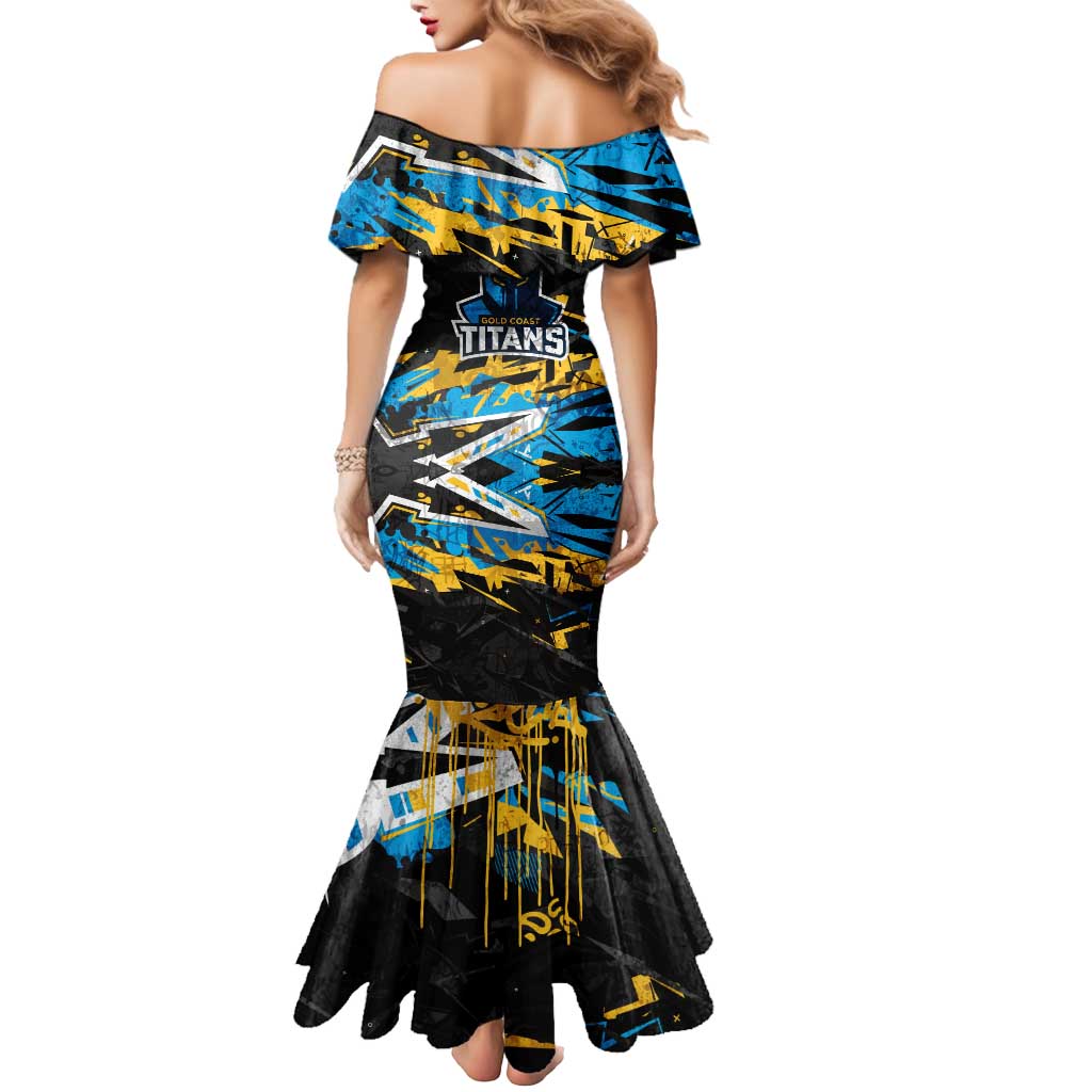 Personalized Gold Coast Titans Mermaid Dress Graffiti Grunge Abstract Urban Street Style Design