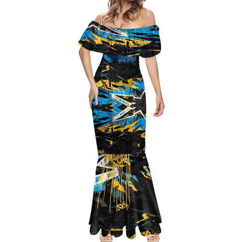 Personalized Gold Coast Titans Mermaid Dress Graffiti Grunge Abstract Urban Street Style Design