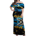 Personalized Gold Coast Titans Off Shoulder Maxi Dress Graffiti Grunge Abstract Urban Street Style Design