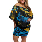 Personalized Gold Coast Titans Off Shoulder Short Dress Graffiti Grunge Abstract Urban Street Style Design