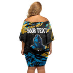 Personalized Gold Coast Titans Off Shoulder Short Dress Graffiti Grunge Abstract Urban Street Style Design