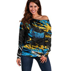 Personalized Gold Coast Titans Off Shoulder Sweater Graffiti Grunge Abstract Urban Street Style Design
