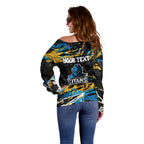 Personalized Gold Coast Titans Off Shoulder Sweater Graffiti Grunge Abstract Urban Street Style Design