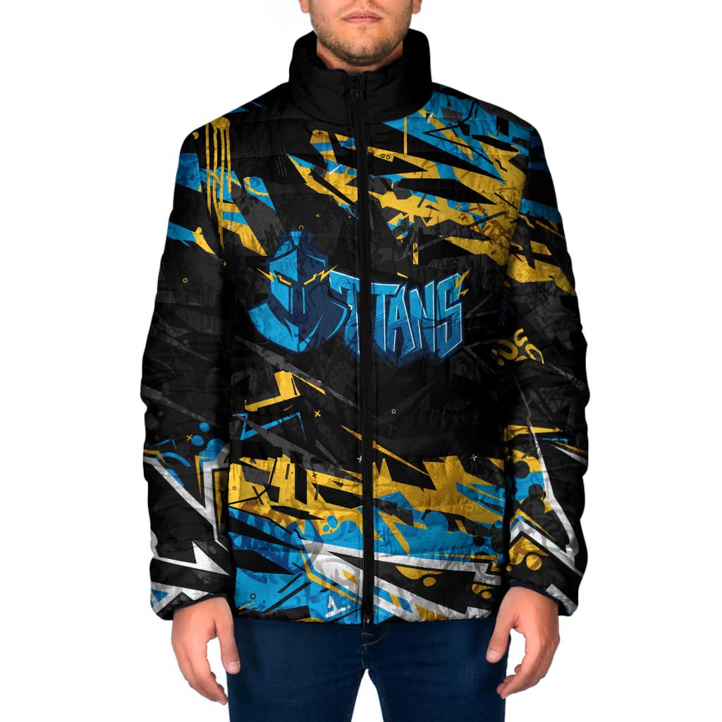 Personalized Gold Coast Titans Padded Jacket Graffiti Grunge Abstract Urban Street Style Design