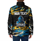 Personalized Gold Coast Titans Padded Jacket Graffiti Grunge Abstract Urban Street Style Design