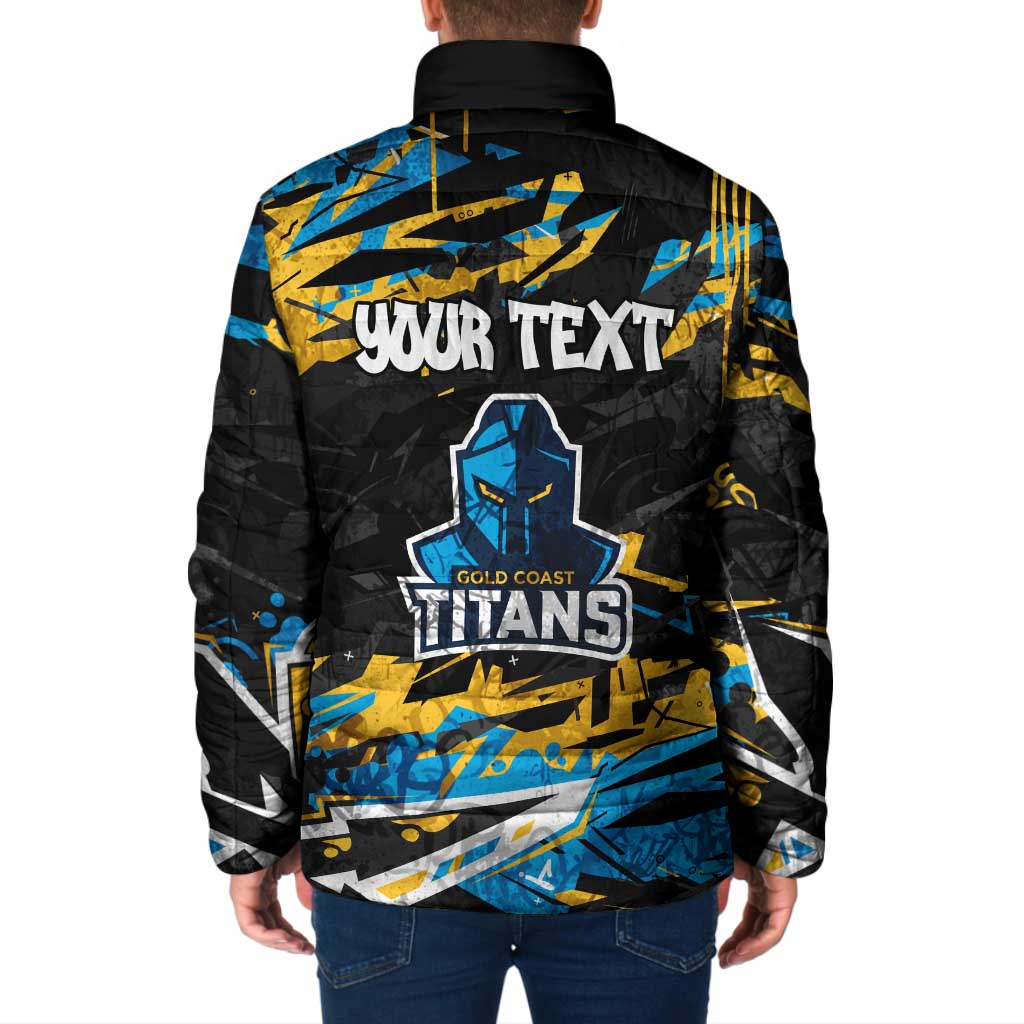 Personalized Gold Coast Titans Padded Jacket Graffiti Grunge Abstract Urban Street Style Design