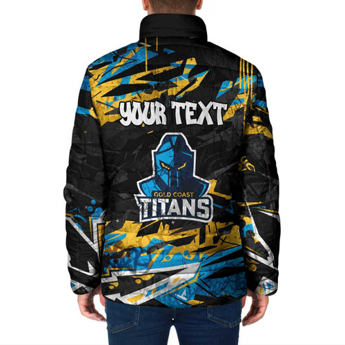 Personalized Gold Coast Titans Padded Jacket Graffiti Grunge Abstract Urban Street Style Design