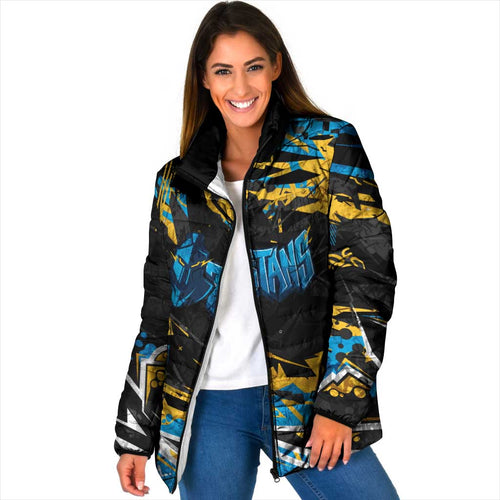 Personalized Gold Coast Titans Padded Jacket Graffiti Grunge Abstract Urban Street Style Design