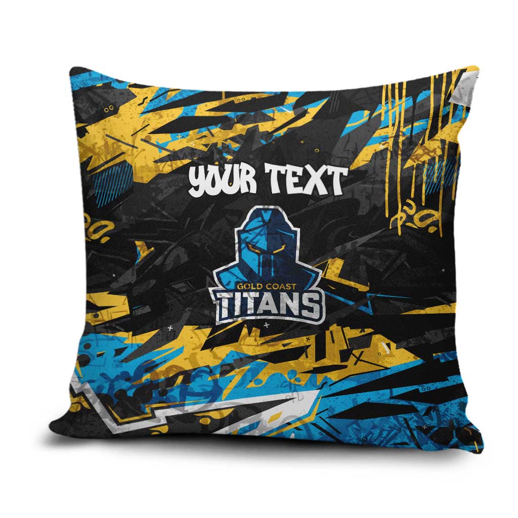 Personalized Gold Coast Titans Pillow Cover Graffiti Grunge Abstract Urban Street Style Design