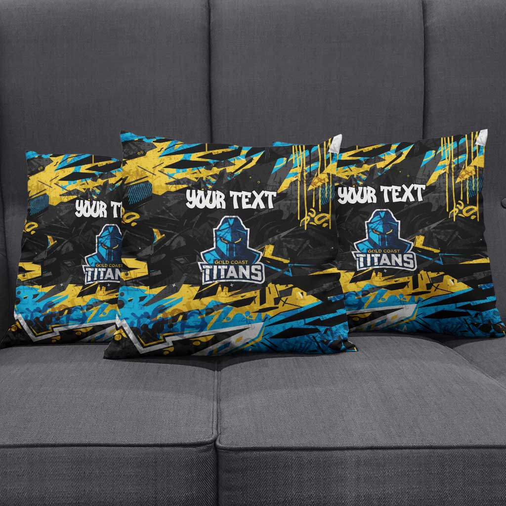 Personalized Gold Coast Titans Pillow Cover Graffiti Grunge Abstract Urban Street Style Design