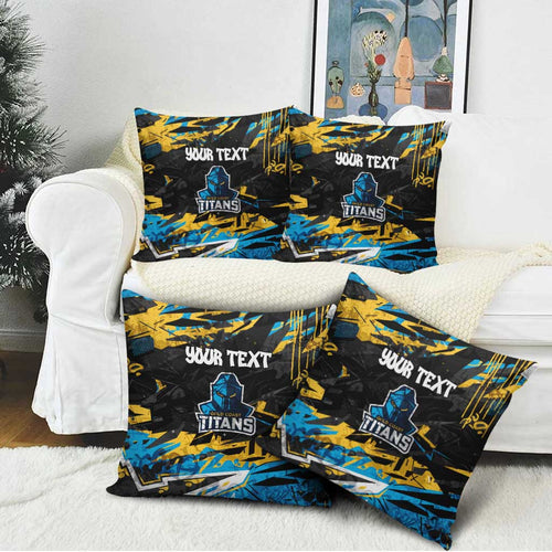 Personalized Gold Coast Titans Pillow Cover Graffiti Grunge Abstract Urban Street Style Design