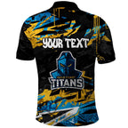 Personalized Gold Coast Titans Polo Shirt Graffiti Grunge Abstract Urban Street Style Design