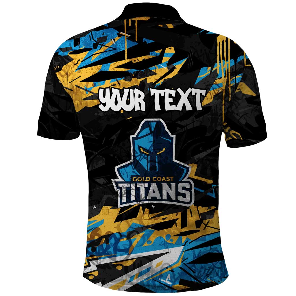 Personalized Gold Coast Titans Polo Shirt Graffiti Grunge Abstract Urban Street Style Design
