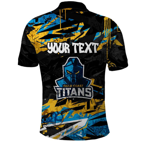 Personalized Gold Coast Titans Polo Shirt Graffiti Grunge Abstract Urban Street Style Design