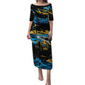 Personalized Gold Coast Titans Puletasi Graffiti Grunge Abstract Urban Street Style Design