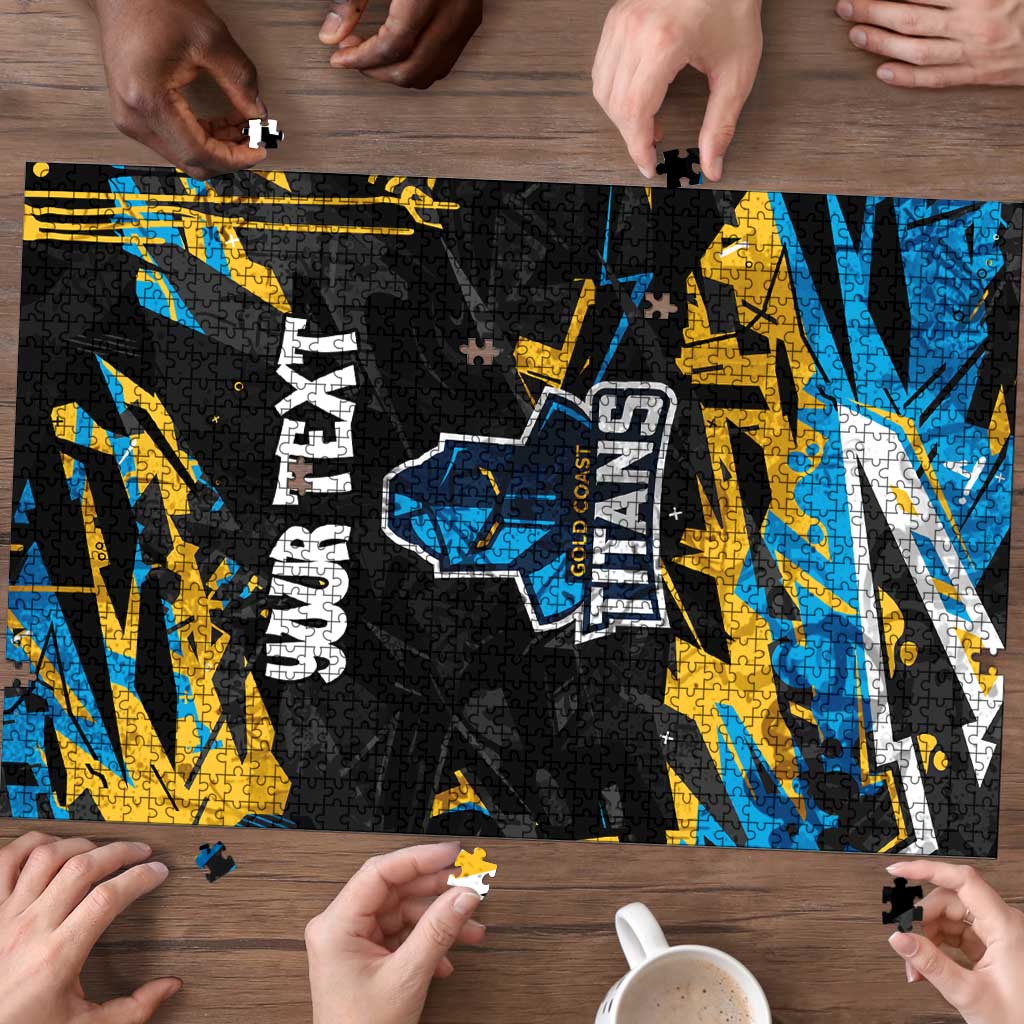 Personalized Gold Coast Titans Puzzle Graffiti Grunge Abstract Urban Street Style Design